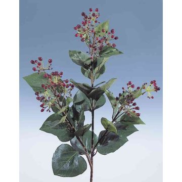 Plastic gaultheria branch SERAFINE with fruits, red, 31"/80cm