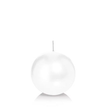 Ball wax candle MAEVA in cellophane foil, white, Ø3.1"/8cm, 25h - Made in Germany