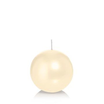 Ball wax candle MAEVA in cellophane foil, cream, Ø3.1"/8cm, 25h - Made in Germany
