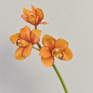 Artificial Cymbidium orchid spray SERAPHINA, orange-yellow, 18"/45cm