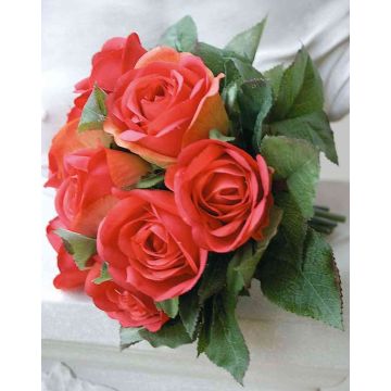 Artificial rose bunch JASCHA, red, 10"/25cm, Ø10"/25cm