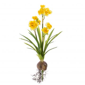 Fake daffodil NEVIA, with bulb, yellow, 18"/45cm, Ø1.2"-2.4"/3-6cm