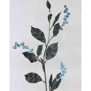 Artificial snowberry branch ELYSA, frosted, blue, 30"/75cm
