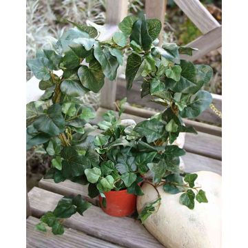 Artificial ivy wreath GLADICE in decorative pot, green, 16"/40cm, Ø11"/28cm