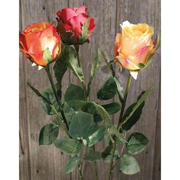 Artificial flower rose WALINTINA, red, 18"/45cm, Ø2.4"/6cm