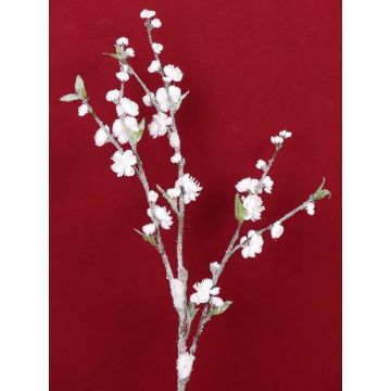 Artificial Peach blossom spray NANTA, snow-covered, white, 3ft/100cm
