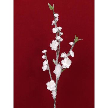 Artificial Peach blossom spray NANTA, snow-covered, white, 31"/80cm