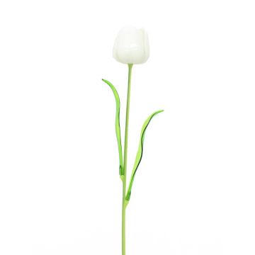 Plastic tulip ISHITA in glass optic, 12 pieces, white, 60cm