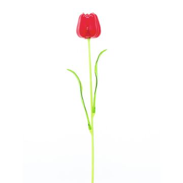 Plastic tulip ISHITA in glass optic, 12 pieces, red, 60cm
