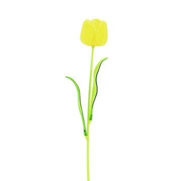Plastic tulip ISHITA in glass optic, 12 pieces, yellow, 60cm