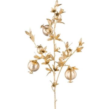 Artificial pomegranate branch DRILKE with glitter, fruits, gold, 3ft/95cm