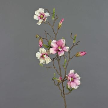 Artificial magnolia spray MARGA, pink-fuchsia, 31"/80cm, Ø2.4"-3.1"/6-8cm