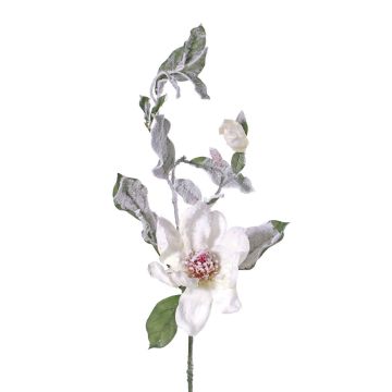 Artificial magnolia OVJA, snow-covered, white, 31"/80cm, Ø4"/10cm