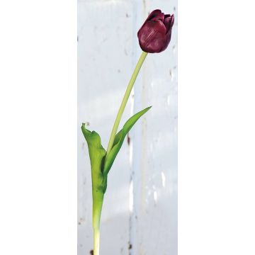 Artificial tulip LONA, purple-green, 18"/45cm, Ø1.6"/4cm