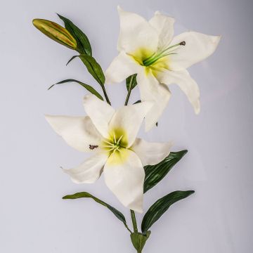 Fake flower lily KIRSTEN, white, 33"/85cm, Ø5.9"/15cm