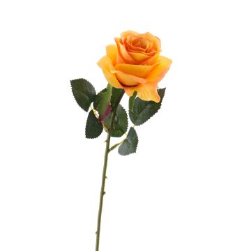 Silk rose spray SIMONY, yellow-orange, 18"/45cm, Ø3.1"/8cm