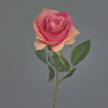 Silk rose spray SIMONY, salmon-pink, 18"/45cm, Ø3.1"/8cm