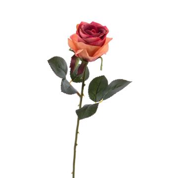 Silk rose spray SIMONY, salmon-pink, 18"/45cm, Ø3.1"/8cm