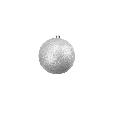 Christmas tree ball ABELIA, 4 pcs, glitter, silver, Ø4"/10cm