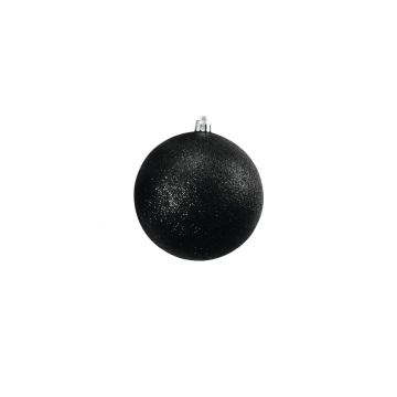 Christmas tree ball ABELIA, 4 pcs, glitter, black, Ø4"/10cm