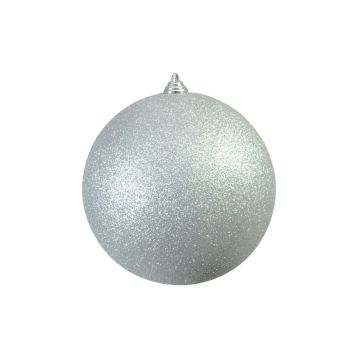 Christmas tree ball CANELA, glitter, silver, Ø8"/20cm