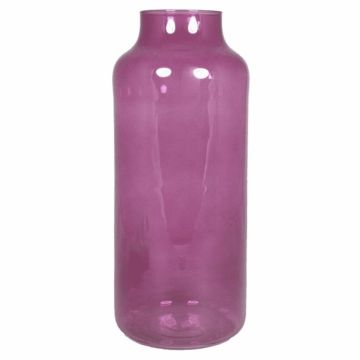 Glass table vase SIARA, pink-clear, 14"/35cm, Ø6"/15cm