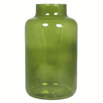 Glass table vase SIARA, olive green-clear, 10"/25cm, Ø6"/15cm