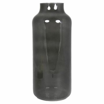 Glass table vase SIARA, black-clear, 14"/35cm, Ø6"/15cm
