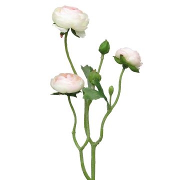 Artificial ranunculus branch JIXIANG, white-pink, 20"/50cm