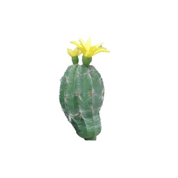 Artificial columnar cactus FENFANG with flowers, spike, yellow, 6.3"/16cm