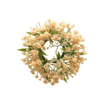 Artificial gypsophila candle wreath LEFEI, peach, Ø2.8"/7cm