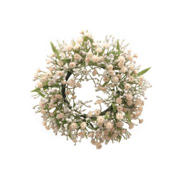 Artificial gypsophila candle wreath LEFEI, cream, Ø4.7"/12cm
