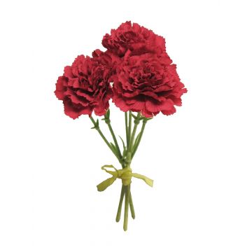 Decorative carnations bouquet LIXUAN, red, 10"/25cm