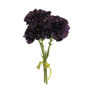 Decorative carnations bouquet LIXUAN, dark purple, 10"/25cm