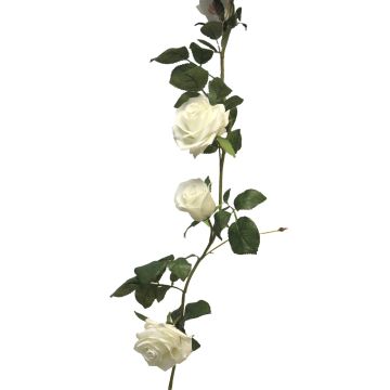 Artificial garland of roses KAILIN, white, 5ft/145cm