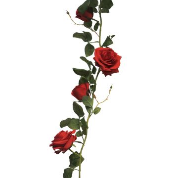 Artificial garland of roses KAILIN, red, 5ft/145cm