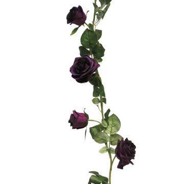Artificial garland of roses KAILIN, dark purple, 5ft/145cm