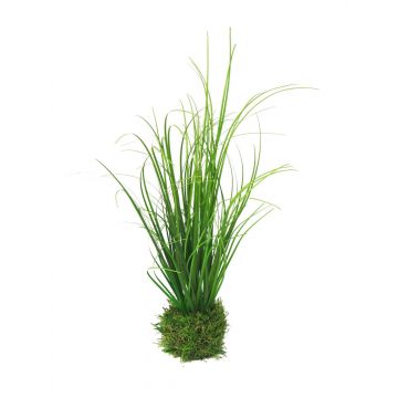 Artificial pennisetum WEILIN on grass ball, green, 14"/35cm