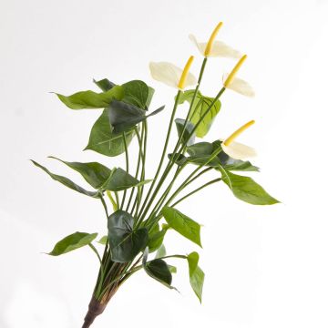 Artificial anthurium bush LORIE on spike, cream, 22"/55cm, Ø2.4"x3.1"/6x8cm