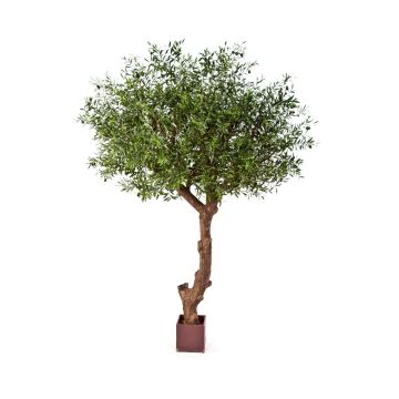 Fake Olive tree NIKOLAS, natural stem, with fruits, green, 9ft/270cm