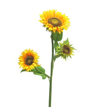 Artificial sunflower branch HELINYU, yellow, 33"/85cm