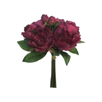 Artificial peony bouquet LINYUAN, dark purple, 14"/35cm