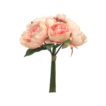 Artificial peony bouquet LINYUAN, salmon-pink, 14"/35cm