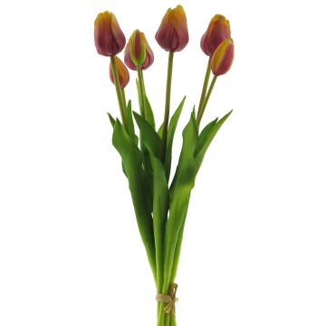 Artificial tulip bouquet LONA, purple-yellow, 18"/45cm, Ø6"/15cm