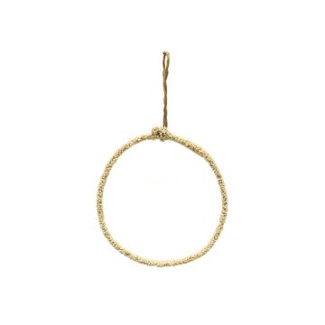 Decorative metal ring HELIJIA for hanging, flocked, white, Ø6"/15cm