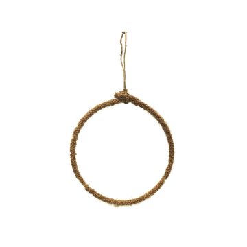 Decorative metal ring HELIJIA for hanging, flocked, green, Ø6"/15cm