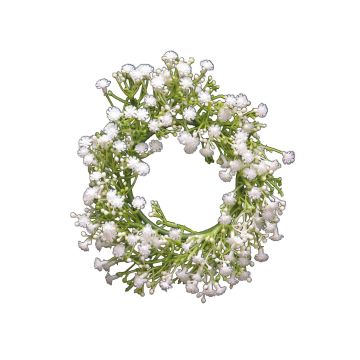 Artificial gypsophila wreath CECILIA, white, Ø7"/18cm
