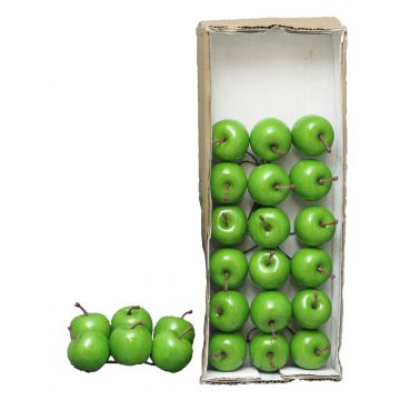 Artificial apples YANWEN, 24 pieces, shiny light green, Ø1.4"/3,5cm