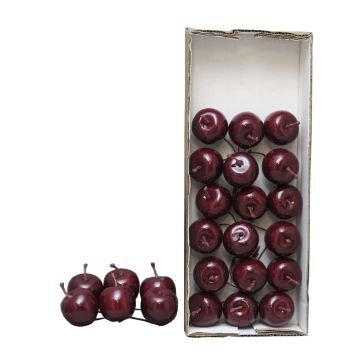 Artificial apples YANWEN, 24 pieces, shiny-burgundy, Ø1.4"/3,5cm