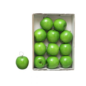 Artificial apples WENHENG, 12 pieces, shiny light green, Ø3.1"/8cm